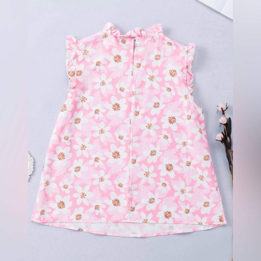 #23 Sweet Floral Print Ruffle Trim Blouse - Picture 6 of 12